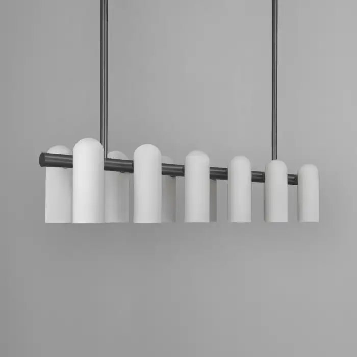Suspension Odyssey linéaire à colonnes lumineuses en verre opale par Schwung Suspension Odyssey linéaire à colonnes lumineuses en verre opale par Schwung – Image 4