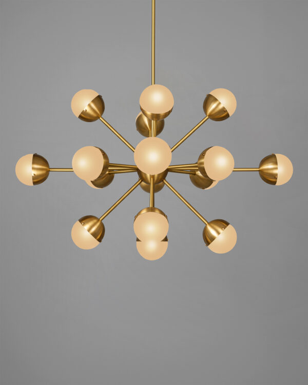 Suspension Molecule Spark Ovale avec globes bicolores en verre et métal par Schwung – vue 2