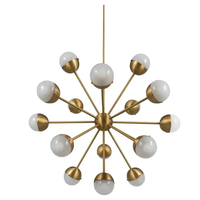 Suspension Molecule Spark ronde avec globes bicolores en verre et métal par Schwung