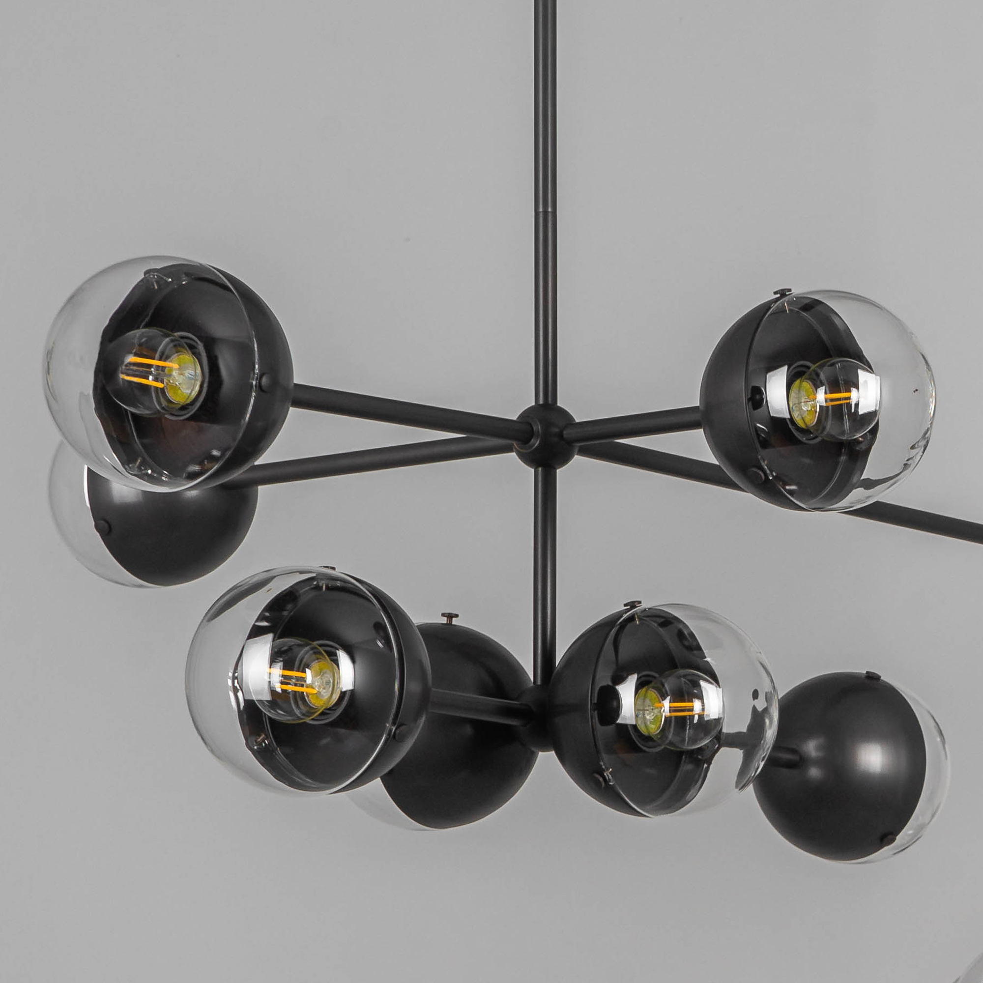 Suspension Molecule linéaire avec globes bicolores en verre et métal par Schwung Suspension Molecule linéaire avec globes bicolores en verre et métal par Schwung – Image 6