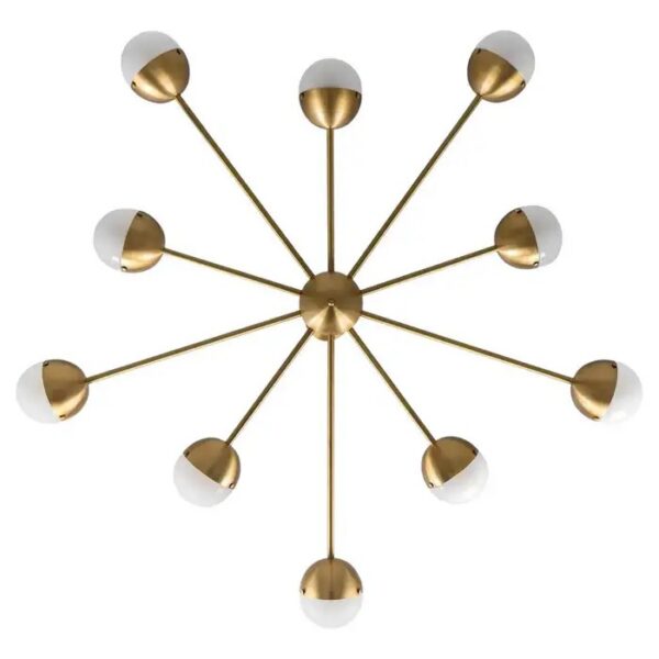 Suspension Molecule Spark ronde 10 avec globes bicolores en verre et métal par Schwung