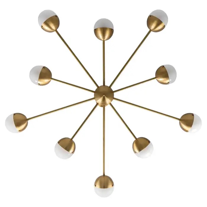 Suspension Molecule Spark ronde 10 avec globes bicolores en verre et métal par Schwung