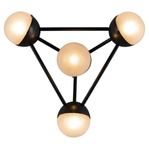 Plafonnier Molecule 4 à géométrie triangulaire et globes en verre par Schwung