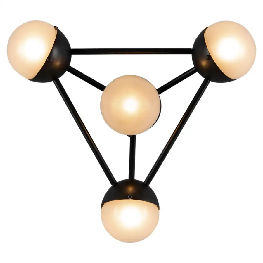 Plafonnier Molecule 4 à géométrie triangulaire et globes en verre par Schwung