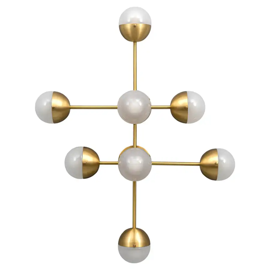 Plafonnier Molecule 8 à structure symétrique et globes en verre par Schwung
