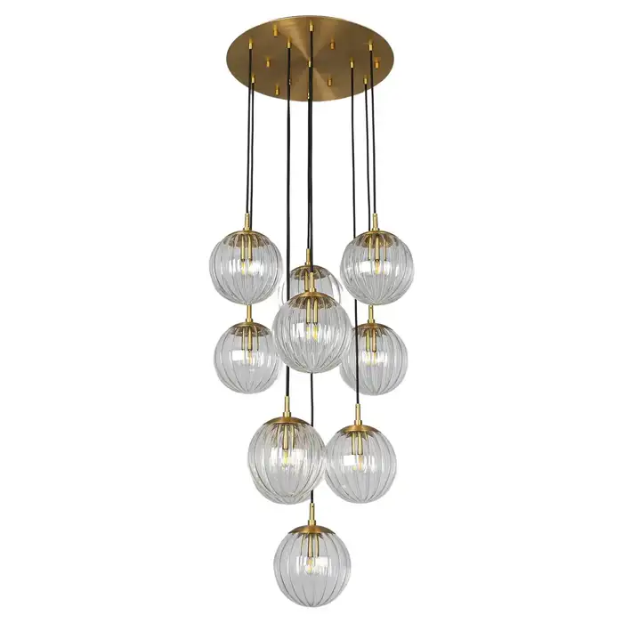 Suspension Globe Cluster 10 en cascade de globes en verre par Schwung