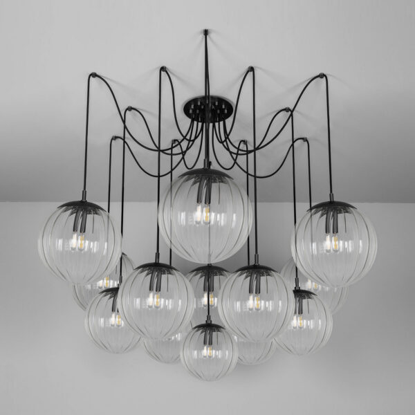 Suspension Spider avec globes en verre suspendus par câbles par Schwung – vue 2