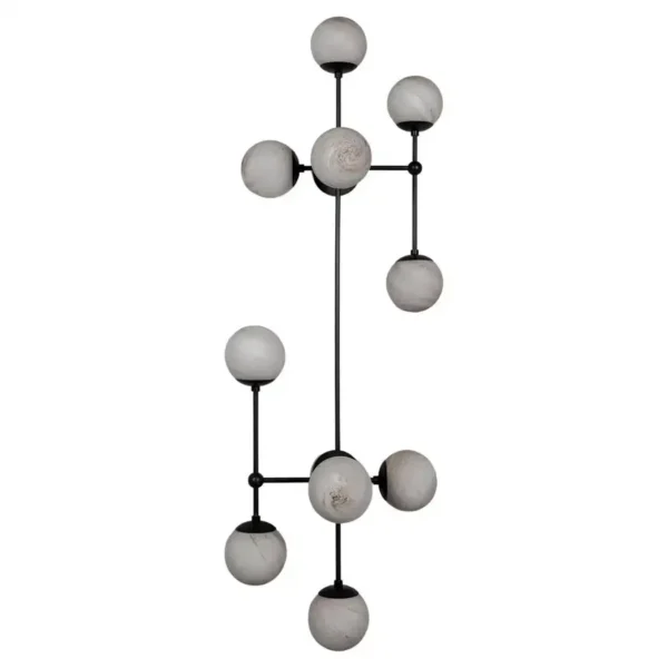 Applique murale Armstrong 10 à structure architecturale et globes en verre par Schwung