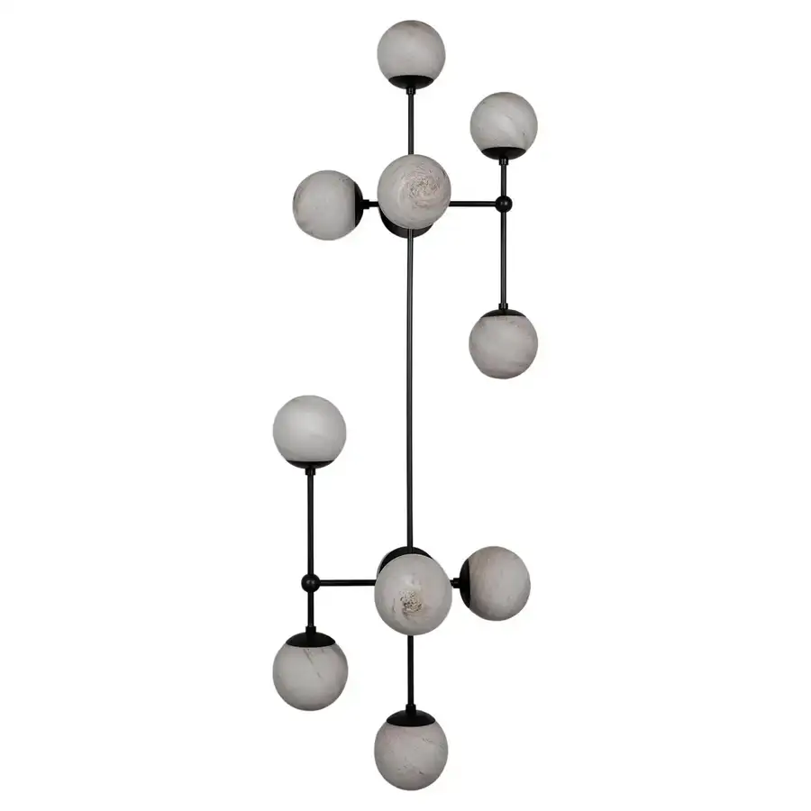 Applique murale Armstrong 10 à structure architecturale et globes en verre par Schwung
