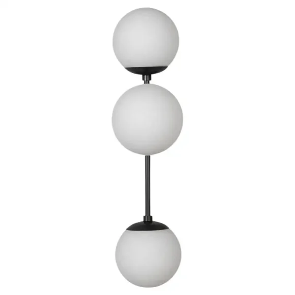 Applique murale Armstrong Triple à structure verticale et globes en verre par Schwung