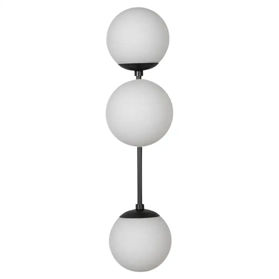 Applique murale Armstrong Triple à structure verticale et globes en verre par Schwung