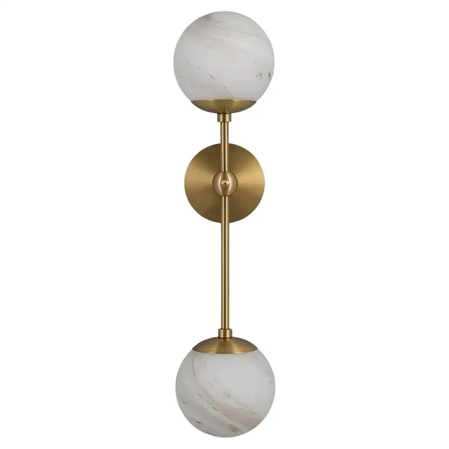 Applique murale Armstrong Dual à structure verticale et globes en verre par Schwung