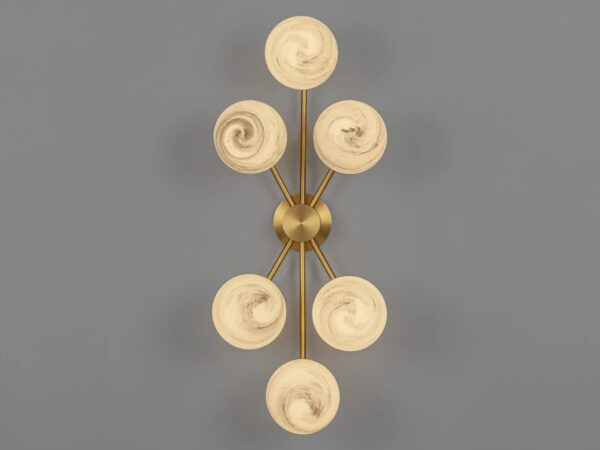Plafonnier Orion 6 à structure radiale et diffuseurs sphériques par Schwung – vue 2