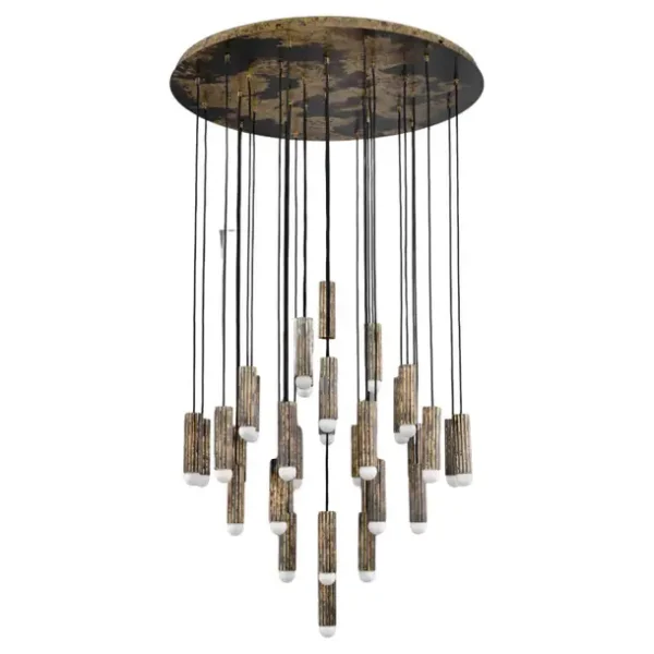 Suspension Vesta en cascade de cylindres cannelés lumineux par Schwung
