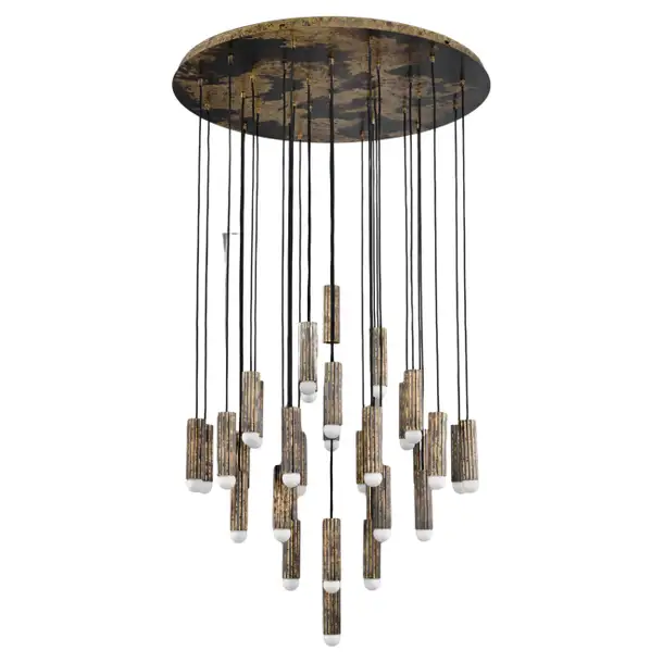 Suspension Vesta en cascade de cylindres cannelés lumineux par Schwung