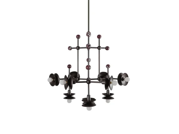 Suspension Babylon à bras multiples et sphères de marbre par Schwung