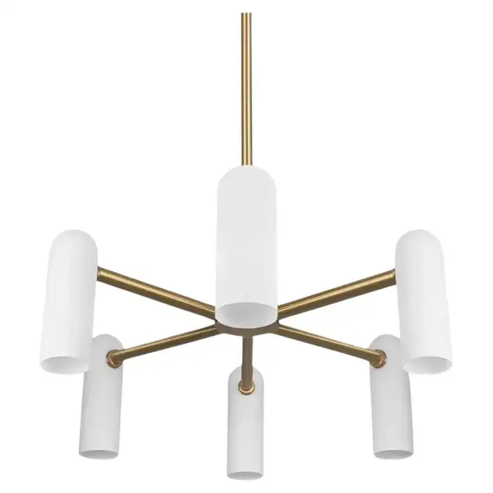 Suspension Odyssey Ronde à diffuseurs en verre opale par Schwung