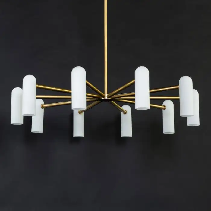 Suspension Odyssey Ronde à diffuseurs en verre opale par Schwung Suspension Odyssey Ronde à diffuseurs en verre opale par Schwung – Image 7