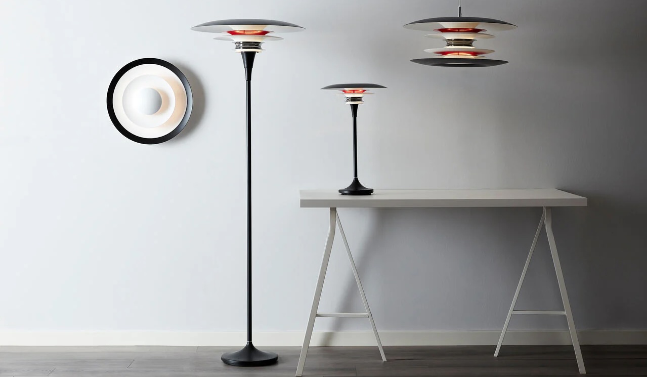 idées luminaires salon : Suspension Diablo Belid à abat-jours superposés en bois et tissu, ambiance hygge