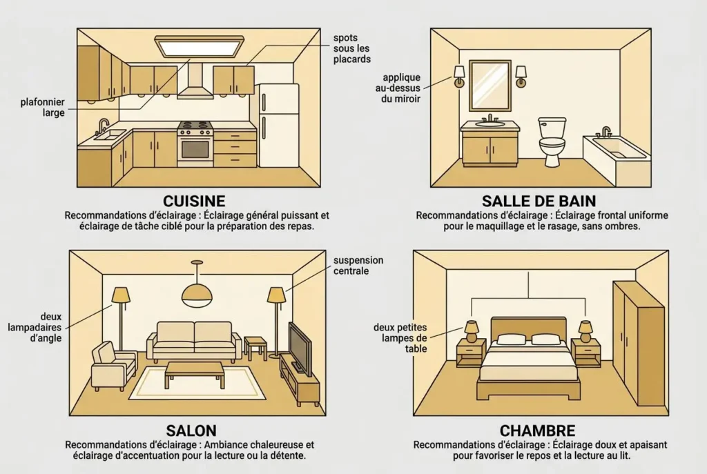 Comment bien éclairer une pièce: guide et conseils d'experts Guide d’éclairage: cuisine, salle de bain, salon et chambre avec conseils pour obtenir un éclairage agréable et efficace. comment bien éclairer une pièce