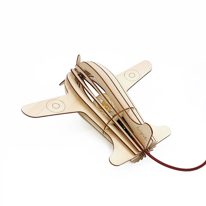 Lampe à poser en bois Antoine style avion x Atelier Loupiote