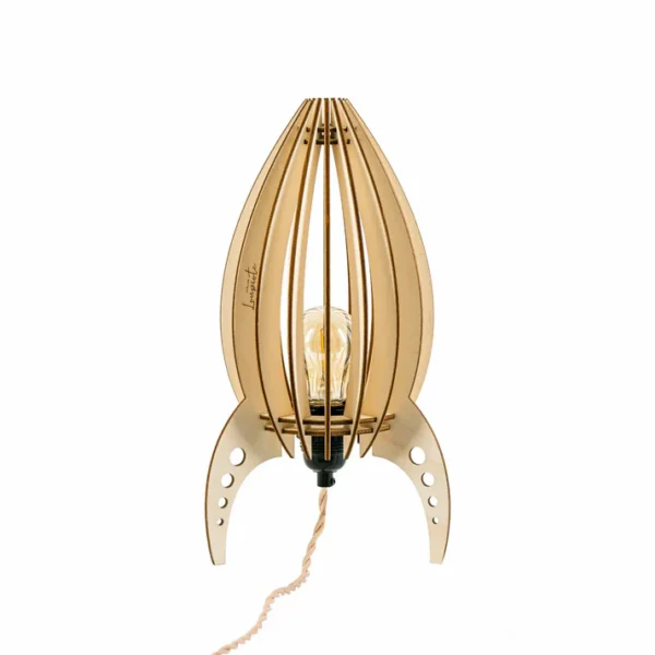 Lampe en bois : lampes à poser, lampadaires et luminaires Lampe à poser en bois Ariane style fusée x Atelier Loupiote