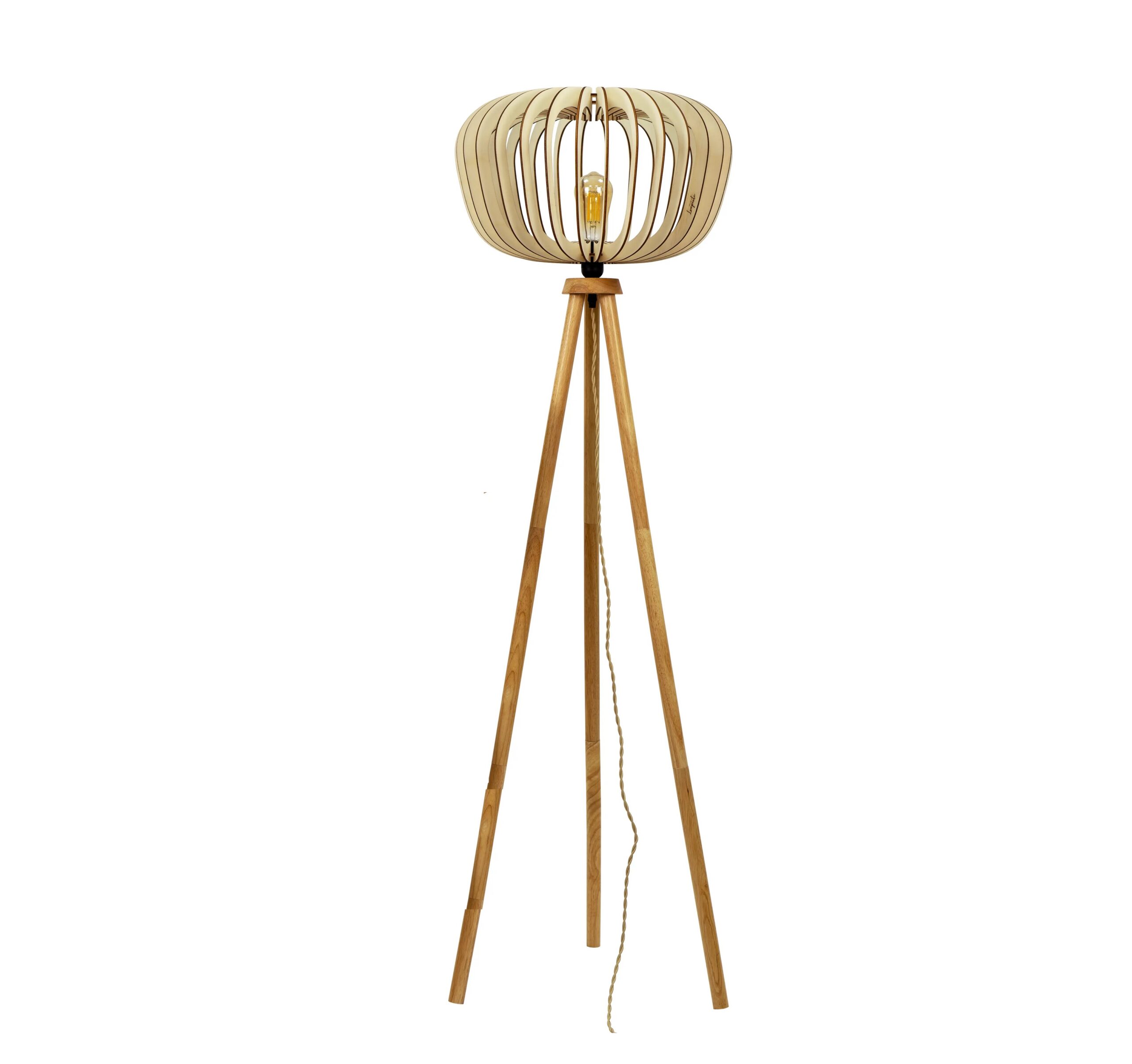 Lampadaire en bois Agathe avec abat-jour cage x Atelier Loupiote Lampadaire en bois Agathe avec abat-jour cage x Atelier Loupiote – Image 3