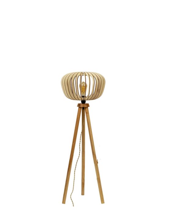 Lampe en bois : lampes à poser, lampadaires et luminaires Lampadaire en bois Agathe avec abat-jour cage x Atelier Loupiote – vue 2