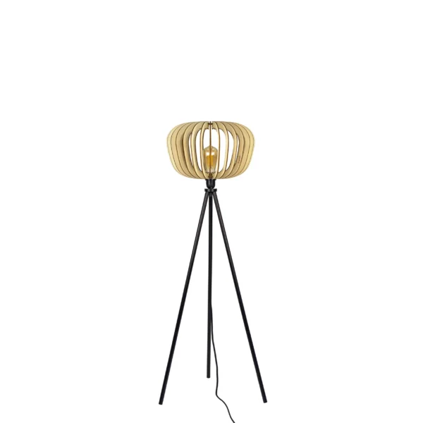 Lampe en bois : lampes à poser, lampadaires et luminaires Lampadaire en bois Agathe avec abat-jour cage x Atelier Loupiote
