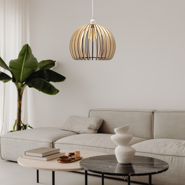 Suspension artisanale Atlas en bois x Atelier Loupiote – vue 2