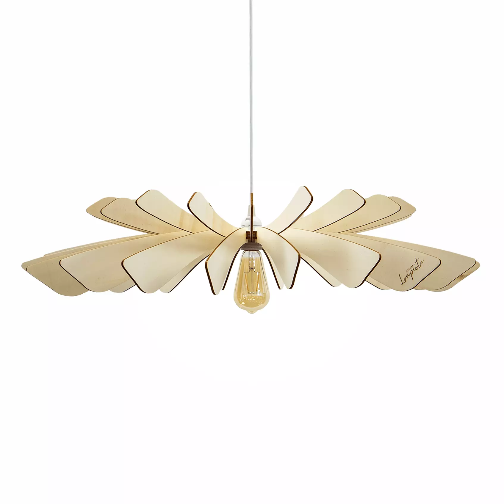 Suspension bois design Aurora x Atelier Loupiote