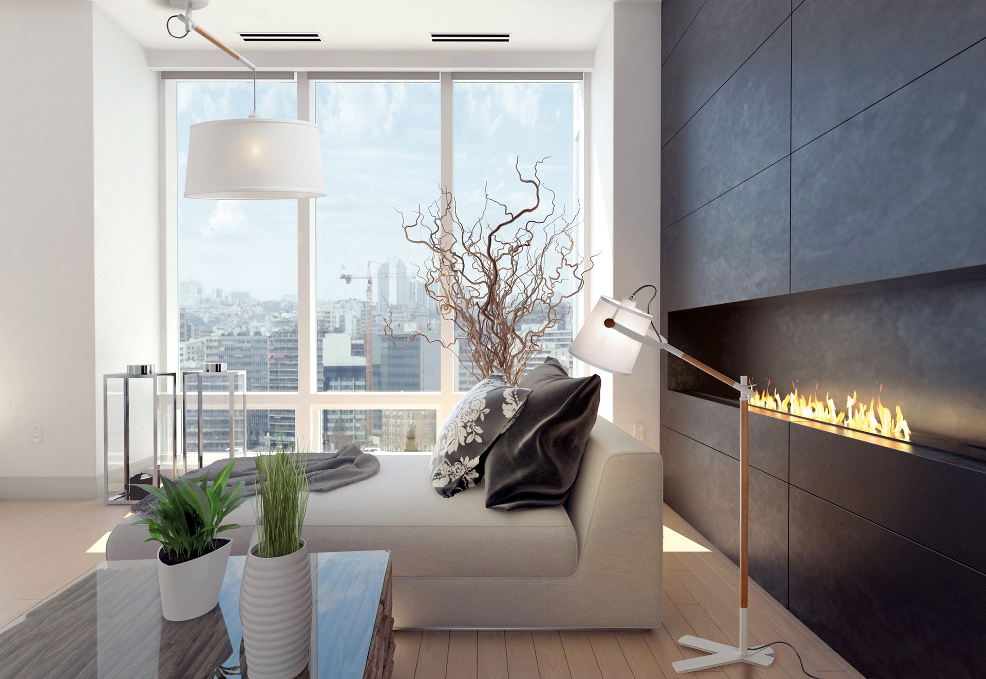 suspension bois et tissu nordica ambiance