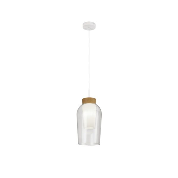 suspension verre et bois