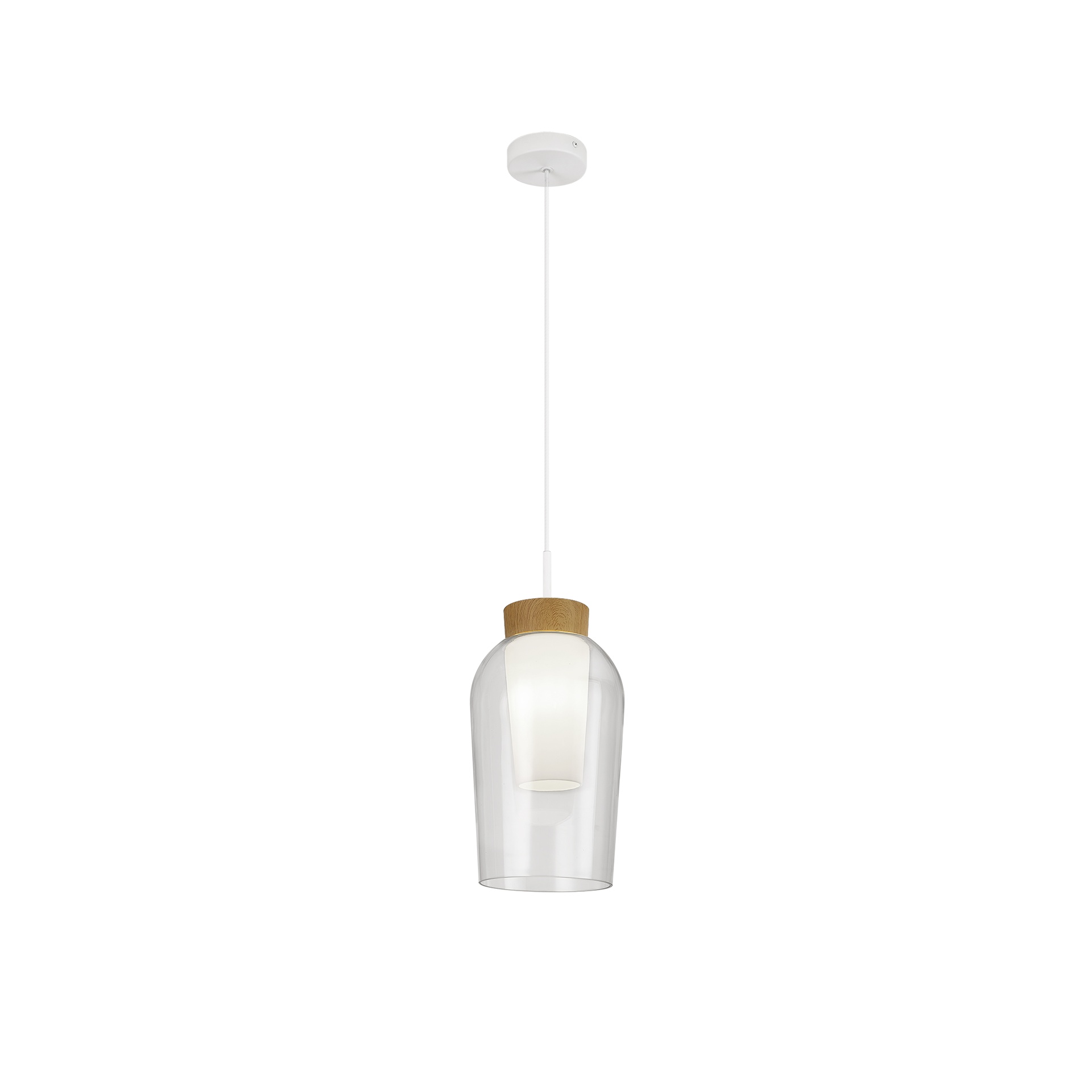 suspension verre et bois