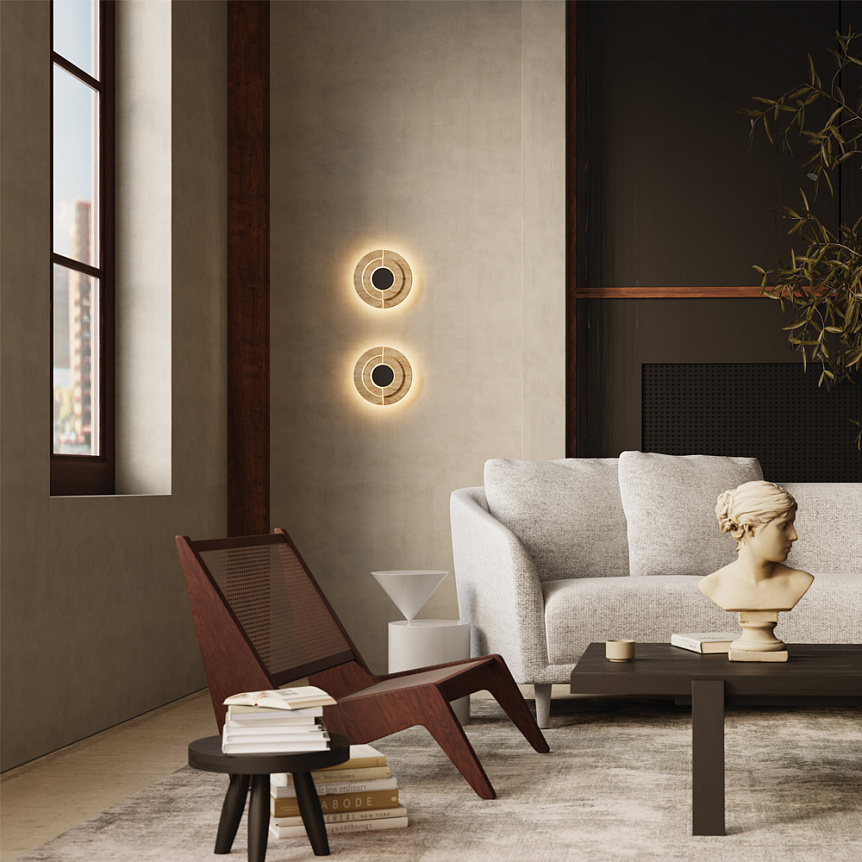 Applique Murale Daylight — Éclipse Travertin Applique Éclipse Travertin dans un intérieur moderne et cocooning