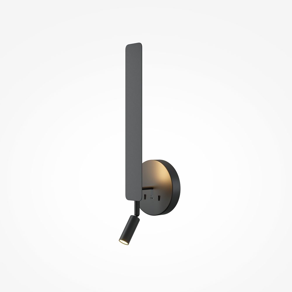 Applique Liseuse Murale Combo — Port USB applique liseuse murale combo noir