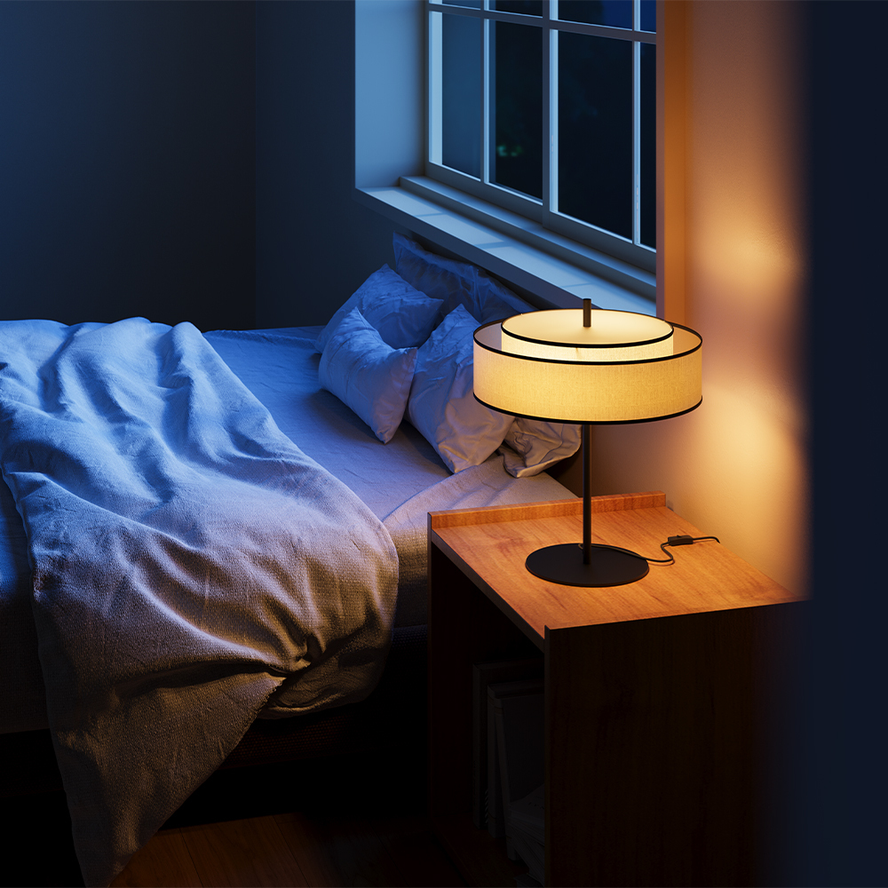 Lampe à Poser Bergamo — Abat-Jour Tambour en lin Lampe à Poser Bergamo — Abat-Jour Tambour en lin - vue 9