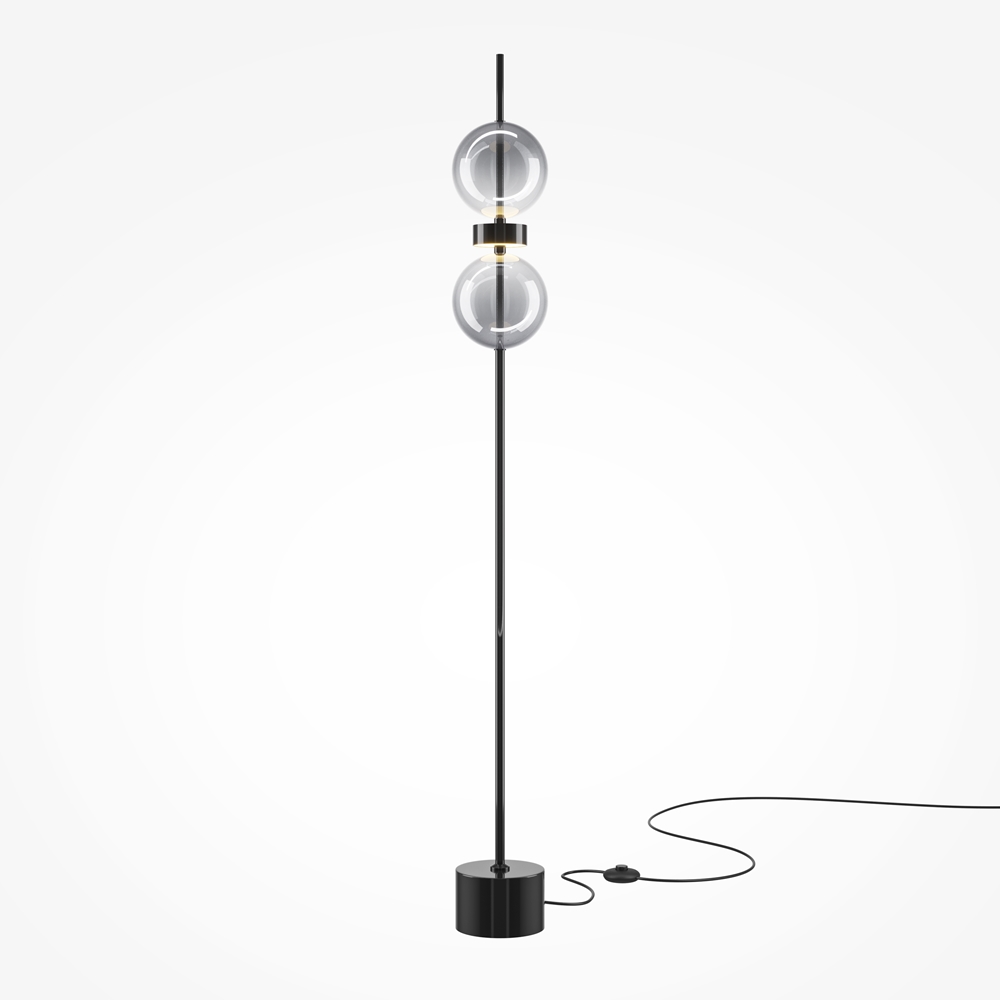 Lampadaire Double Moon — Globe Verre Fumé