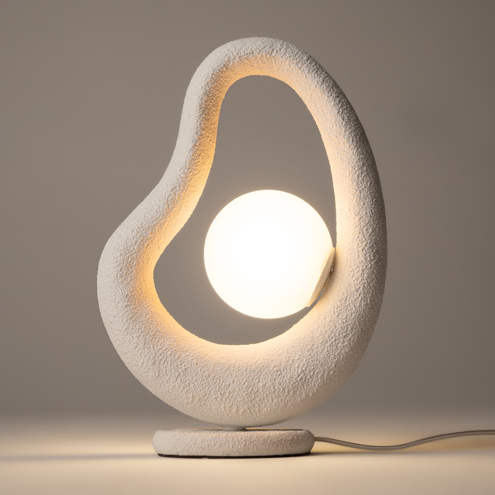 Lampe à Poser Opus — Galet Effet Béton lampe a poser opus galet effet beton blanc