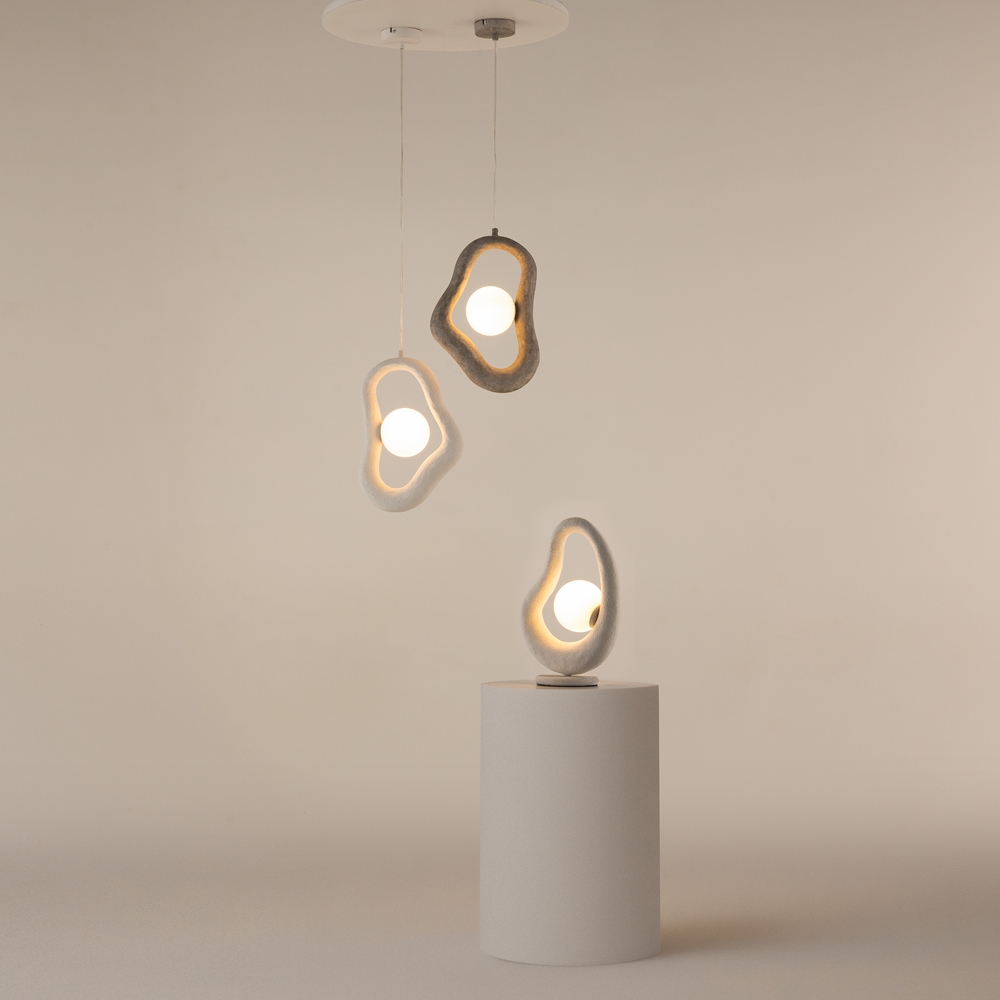 Lampe à Poser Opus — Galet Effet Béton lampe a poser opus galet effet beton blanc