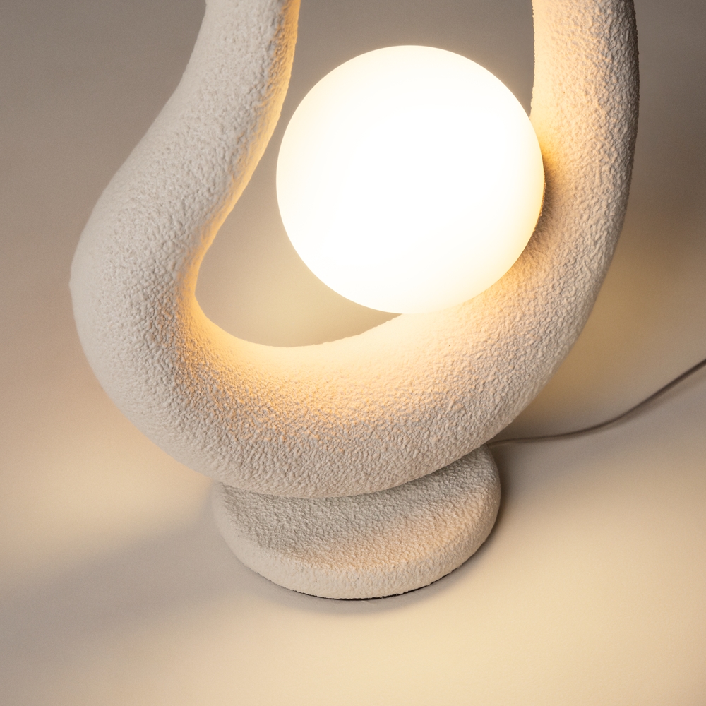 Lampe à Poser Opus — Galet Effet Béton lampe a poser opus galet effet beton blanc