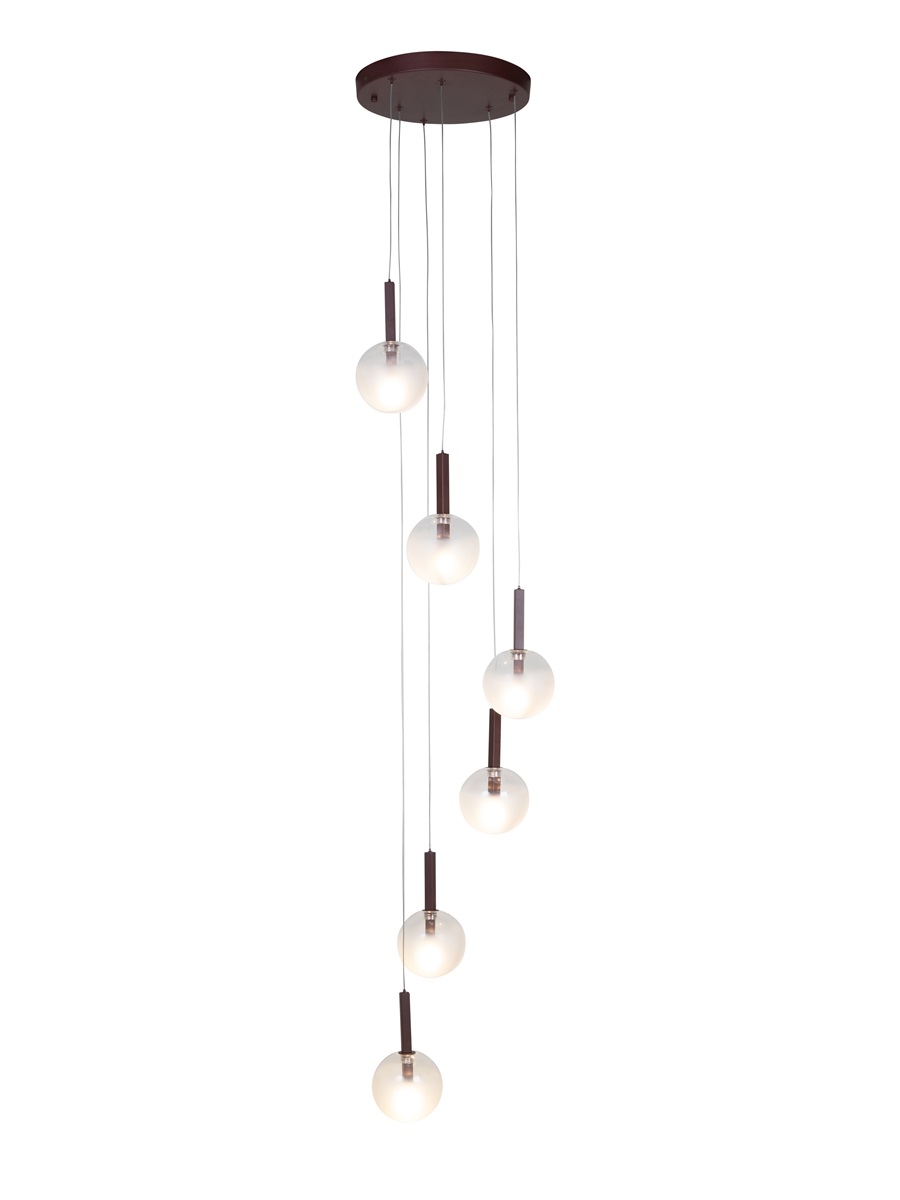 Suspension Murano — Six Globes Verre Soufflé