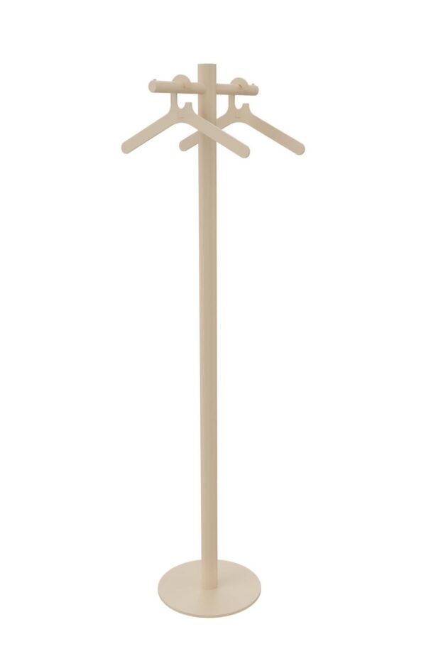 porte manteau acier Pole Cascando fond blanc beige cintres