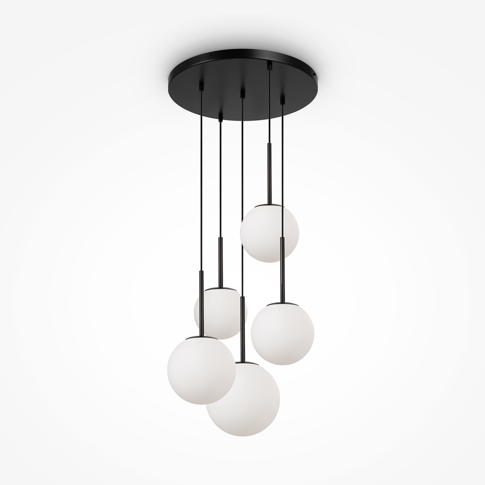 Suspension Basic Form — Lustre 5 Globes suspension basic form 5 tetes noir