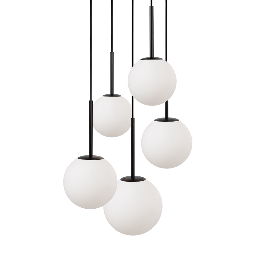 Suspension Basic Form — Lustre 5 Globes suspension basic form 5 tetes noir