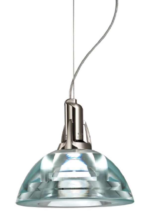 Suspension Galileo Lumina fond blanc finition nickel brossé