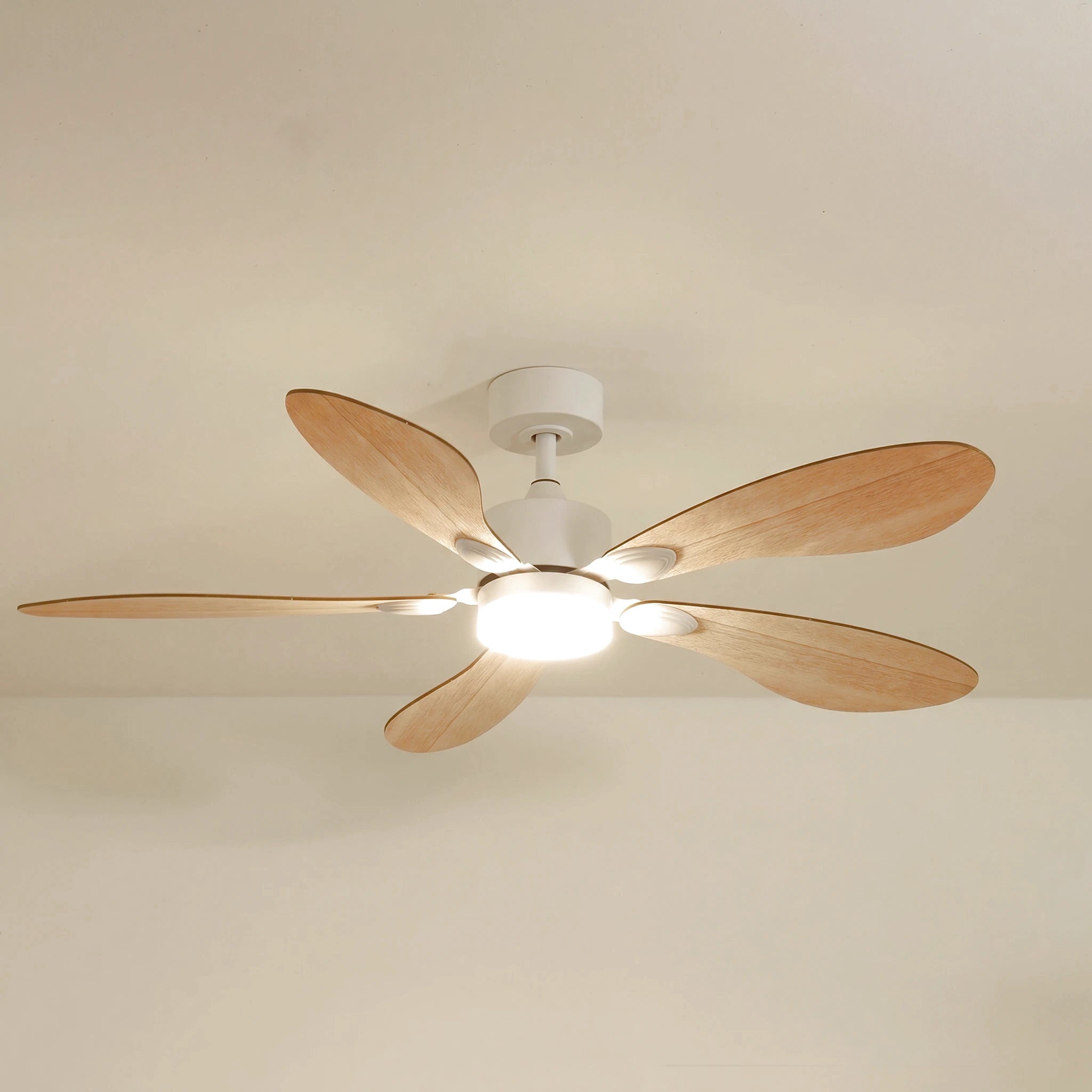 Ventilateur plafond libellule bois eclairage LED 137cm 2