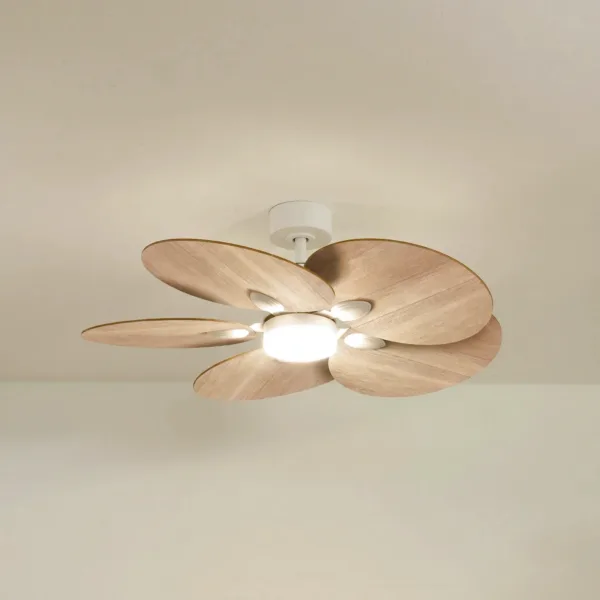Ventilateur plafond lotus bois eclairage LED 105cm  2
