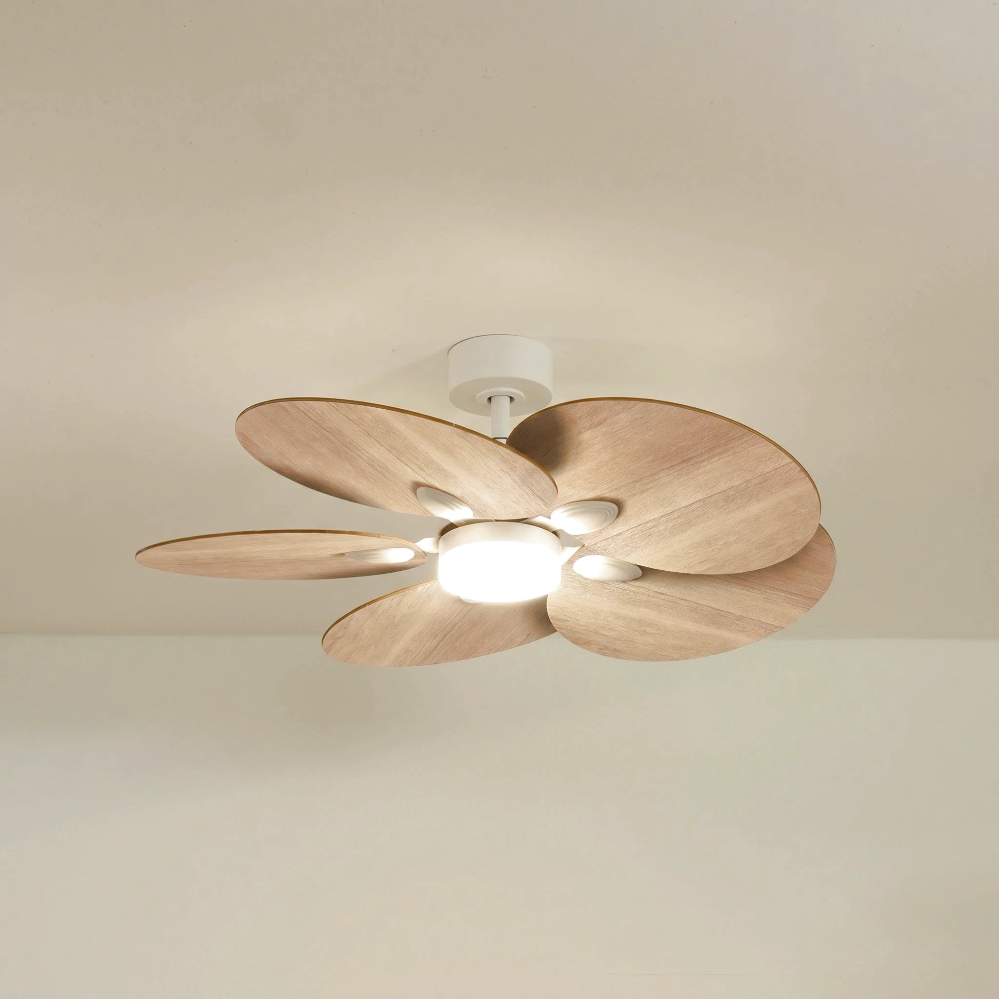 Ventilateur plafond lotus bois eclairage LED 105cm 2
