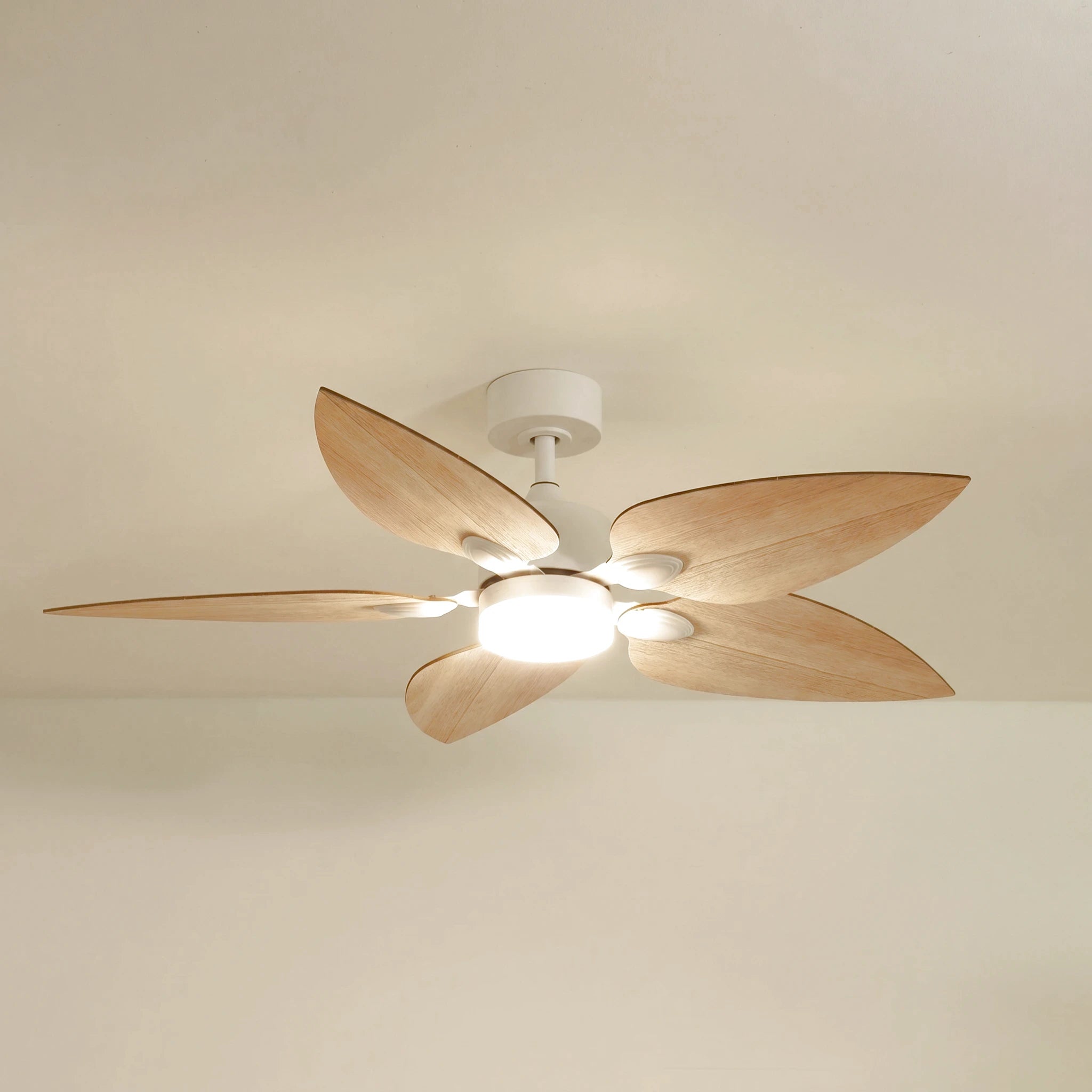 Ventilateur plafond virevole bois eclairage LED 131cm 2